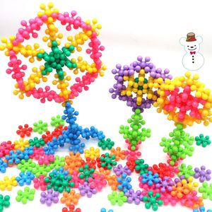 60 pçs flor de ameixa blocos de construção tijolos 3d floco de neve blocos de construção do bebê crianças brinquedos educativos diy bloqueio brinquedos