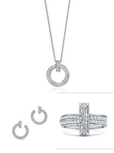 Novo diamante cruz pingente colar ouro cheio de jóias finas gargantilha dupla fileira diamante hardware designer jóias medalhão pulseira feminino casal moda conjunto anel de prata