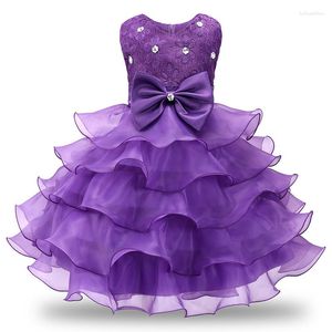 Flickklänningar Baby Girls Party Wedding Christmas Vestidos Elegant Tutu Costume Toddler Children Lace Dopkläder för 1-5 år