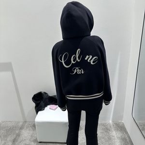 CE Hooded Sweater Women's Autumn/winter New Loose Casual Jacket Top American Embroidery Letter Zipper Cardigan Coat