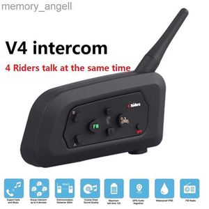 Walkie talkie v4 motocykl kompatybilny z Bluetooth Interphone Helmet Intercom 1200M Duplex Talking FM Radio Moto Communicator HKD230925