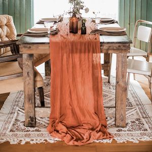 Table Runner Украшение обеденного стола Ржавая скатерть Набор свадебных украшений Хлопчатобумажная марля пыльно-синие салфетки Полотенца Подарочные скатерти 230925