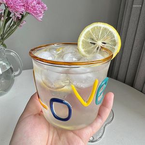 ワイングラス1PCラブレターマグティーカップタンブラーコーヒーマグを飲むカップルガールズ10オンスのための手作りのガラスギフト