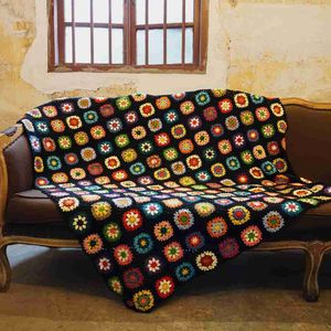 Одеяла ручной работы, оригинальное вязаное крючком одеяло, вязаное крючком одеяло, подушка из фетра в пасторальном стиле YQ230925