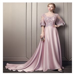Aplikacje koronkowe sukienki damskie na specjalne okazje A-line sukienki wieczorowe Eleganckie luksusowe pół rękawie gościnne suknie na balu balowe plus size