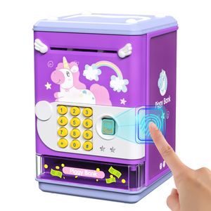 Cozinhas Jogar Comida Mealheiro Brinquedo Eletrônico Mini ATM Máquina de Poupança com Senha Pessoal Impressão Digital Desbloqueando Simulação Caixa de Música Então 230925