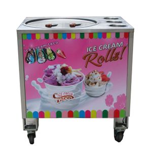 Free shipping to door Food processing equipment 50cm single round pan 3 tanks fry ice cream roll machine auto defrost PCB of smart AI temp. controlle