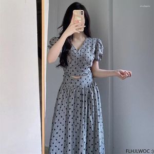 Work Dresses Party Date Outfits Design Chic Fashion Korea Clothes Women Dot Shirt Dress Sets Two Pieces