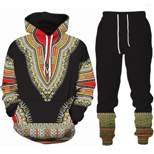 Tracksuits masculinos Tracksuit Hoodies Set Luz Amarelo Rosa Azul Roxo Com Capuz Gráfico Tribal 2 Peça Imprimir Esportes Ao Ar Livre Casual Spo