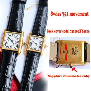 Top Designer Watch Women Tank Watch Rectangular Watch Women Swiss 751 Movement