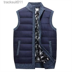 Men's Vests Autumn Winter Mens Sweater Vest Sleeveless Knitted Cardiga Thick Warm Casual Zipper Vest Sweater Men Fashion Stand Collar Vests L230925