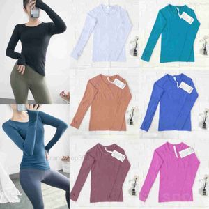 lu align yoga jogging teeシャツ長袖女性アスレチックTシャツストレッチボディービル