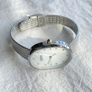 Zegarwotki kobiety owalne zegarek moda lady kwarcowy zestaw bransoletki frytyllaria tarcza prosta różowe złoto siatka luksusowe zegarki temperament