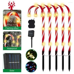 Strängar 2023 Solbelysning LED Christmas Cane Garland Year Decor Tree Fairy Star Light String