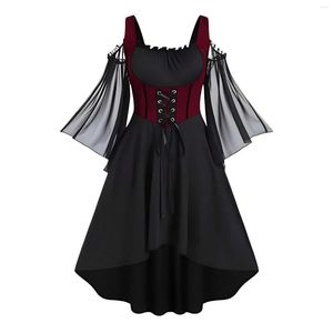 Abiti casual Abito da cocktail per donna Cosplay Carnevale Spalla fredda Manica a farfalla Stringata Halloween Abito a trapezio Femme