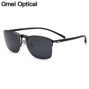 Mode Sonnenbrillenrahmen Gmei Optical Männer Quadratische Ultraleichte Legierung Halbrandlose Brillengestell Polarisierte Clip auf Sonnenbrille S9341 230923