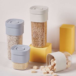 가정 곡물 저장 상자 밀봉 및 통조림 투명한 주방 음식 플라스틱 스낵 병 수분 방지 탱크