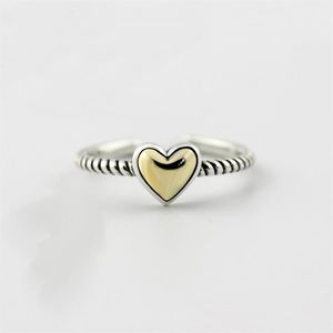 Original 925 Sterling Silver Open Rings for Women Love Heart Gold Tone Metal Justerbar fingerring Fina smycken Hela YMR223318J