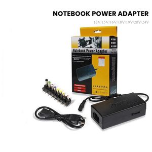 Universal 96W Laptop Power Adapter Multifunktionell justerbar 12-24V anteckningsbok Strömförsörjningsladdare med 8 kontakter för Lenovo Dell HP Asus Notebook