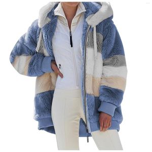 Giacche da donna Autunno/inverno caldo cappotto morbido con cappuccio, tasca con cerniera