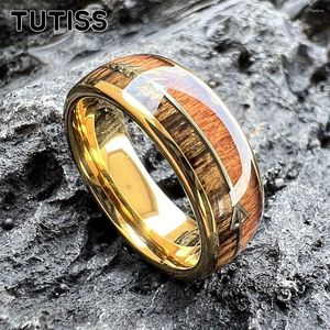 Wedding Rings TUTISS Mens Womens Arrow Ring 6mm 8mm Tungsten Band 2 Different Real Wood Inlay Excellent Quality Comfort Fit