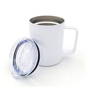 Caneca de viagem em branco, caneca de café de sublimação de aço inoxidável, 12oz, branco, copo de água de sublimação com alça, venda imperdível