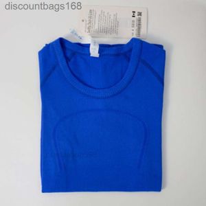 LU-088 Women Yoga T-shirts Women's T-shirt Högelastisk andningsbar körning Top Quick Dying Seamless Short Sleeve Sport-GyM Wear Lu Goodgh