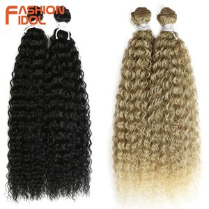 Bulks de cabelo humano moda idol 22 polegadas cabelo sintético natural kinky encaracolado extensões de cabelo 2 pçs / lote resistente ao calor ombre tecer pacotes de cabelo 230925