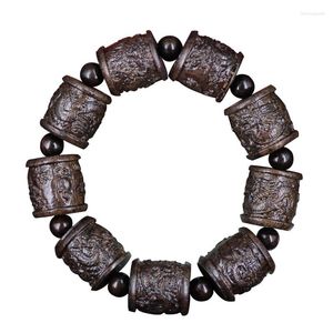 Strand boa sorte folheado auspicioso preto escultura em madeira pulseira contas de buda rosário pingente estilo de venda étnico