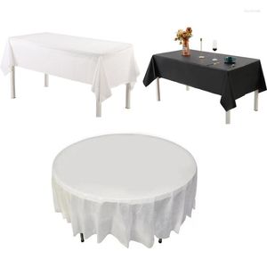 Table Cloth White Black Rectangular Round PE Tablecloth For Birthday Christmas Home Outdoors Party Decor Wedding Supplies