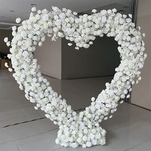 High-grade Wedding Backdrop Decoration Heart Shaped Arch Stand With Artificial Flower For Party Stage Window Display Props