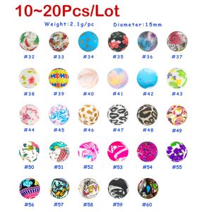 Baby tänder leksaker kovict 10 ~ 20pcslot 15mm leopard tryckt silikonpärlor runda barnmatklass tugga tänder diy pacifier smycken tillbehör 230925