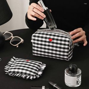 Cosmetic Bags Small Square Handbag Fashion Plaid For Women Travel Storage Auntie Towel Organiser Casual Lipstick