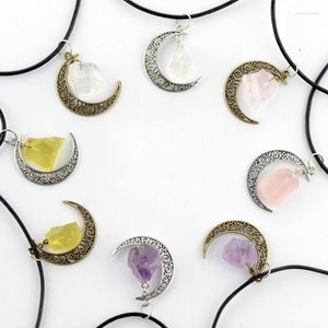 Anhänger Halsketten Naturstein Mond Unregelmäßige Halskette Reiki Heilung Charme Quarz Schmuck Yoga Schmuck Anhänger Amulett