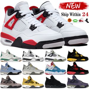 Red cement 4 mens basketball shoes 4s thunder Frozen Moments Military Black seafoam Midnight Navy cat University ice Blue shimmer men women sports sneakers trainers
