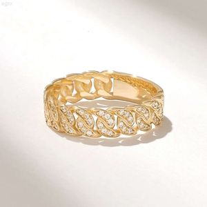 Top Selling Item Sparkling Lab Grown Diamond Bold Cuban Link Ring Vvs Clarity White Diamond Eternity Curb Chain Ring Band