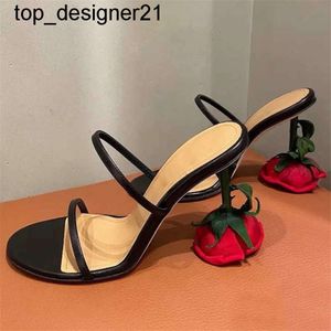 NYA 23SS SANDALS Fashion Rose Heel Women Slippers Strange High Heel Prom Dress Shoes Woman Summer Gladiator Sandaler Kvinna utanför höga klackar