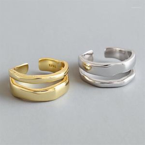 Simples coreano nupcial amor eternidade onda ajustável 925 anéis de prata esterlina para mulheres polegar dia dos namorados jóias1291x