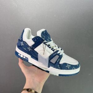 Designer flacher Sneaker Virgil Trainer Freizeitschuhe Denim Canvas Leder Abloh weiß grün rot blau Buchstaben Overlays Mode Plattform Herren Damen niedrige Sneakers 36-45 05