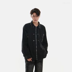 남성용 재킷 XS-6XL 2023 가을 오리지널 느슨한 지퍼 힙합 리벳 펑크 재킷 의류 플러스 사이즈 탑 Y2K 스타일 블랙 캐주얼 코트