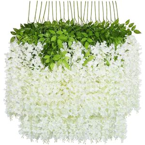 Flores secas 12pcs Artificial Wisteria Ratta Longo Grosso Videira Pendurado Guirlanda De Seda Para Festa Em Casa Decoração De Casamento 230923