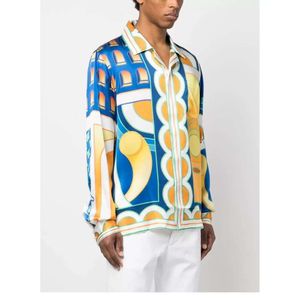 23SS Casablanca Printed Long Rleeve Cienka koszula luźna koszula w stylu swobodnym Casablanc