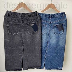 Plus storlek klänningar designer designer kvinnor denim kjol tillbaka triangel märke midi jeans klänning sommar avslappnad grundläggande dagliga semester kjolar storlek 25 26 27 28 29 30