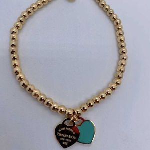 Fashion t Jewelry Women Stainless Beaded Bracelet Forever Love Enamel Pink Blue Heart Charms Pulsera Bracelets H1115sk7o