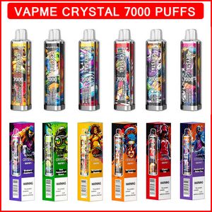 Orijinal Vapme Crystal 7K 7000 Puflar E Cigareitte Vape Kalem Tek Kullanımlık Vape Cihaz 1250mAh Pil Önceden Doldurulmuş 14ml Pods 0% 2% 3% 5% 5% Tuz