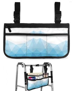 収納バッグ幾何学モザイクトライアングルブルー勾配車椅子バッグアームレストサイド電気スクーターウォーキングフレームポーチ