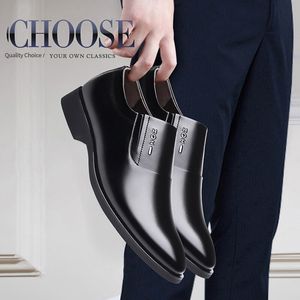 Dress Shoes Men Business Dress Leather Shoes Spring Autumn Leisure Genuine Leather Breathable Soft Sole Invisible Elevated Anti Slip 230925