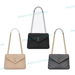 Designer berömda fasionhandväskor lyxiga kosmetiska väskor Loulou Chain Bag Real Leather Women Bag Crossbody Shoulder Bags Högkvalitativ kvällsväska quiltad messenger väska