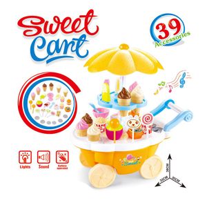 Cozinhas Jogar Comida Montessori Brinquedo Máquina de Sorvete KitchenMini Candy Car Trolley com Light House Supermercado Conjunto Brinquedos para Meninas Presente 230925