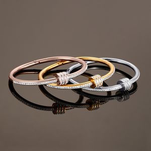 Retro New Style Small Man Waist Stainless Steel Bracelet in Europe and America Simple White Mud Zircon Titanium Steel Hand Ring for Female Minority Handwear